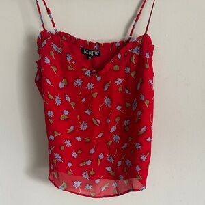 J. Crew Red Floral Camisole Top